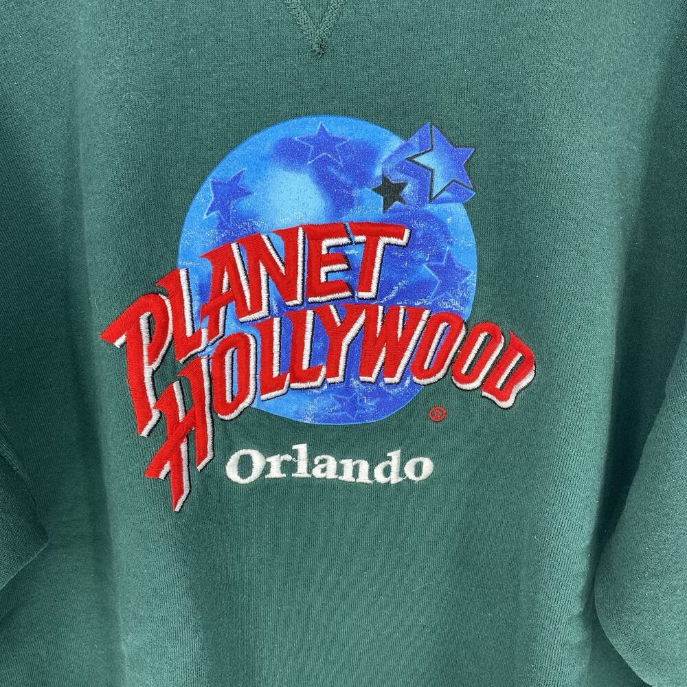 Vintage Planet Hollywood Orlando Sweatshirt Green Crewneck Womens XL 90s - Picture 3 of 5